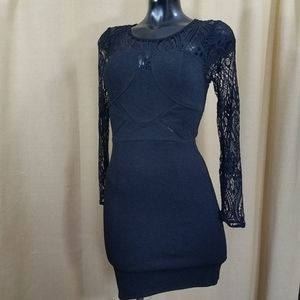 Lily Whyt Black Jersey & Lace Dress